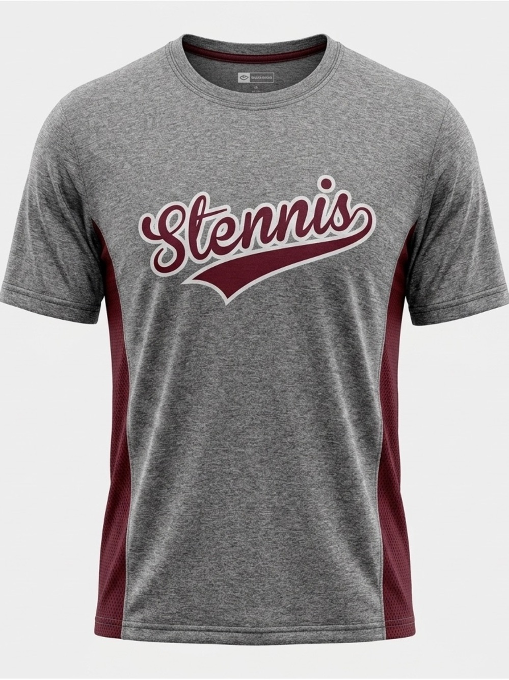 Stennis Tennis Athletic Shirt Gray Burgundy #74 Est Large